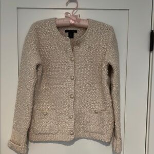 Tahari women’s cardigan Cream Sweater size small. Excellent condition